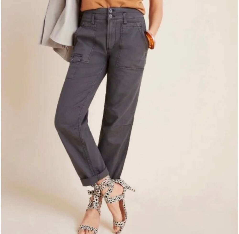 Anthropologie The Wanderer Charcoal Straight-Leg Utility Pants